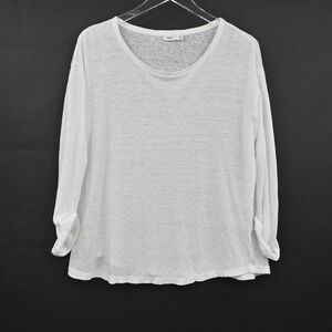 Vince Womens Slub Knit Long Sleeve Top Size M White Lightweight Casual Lagenlook